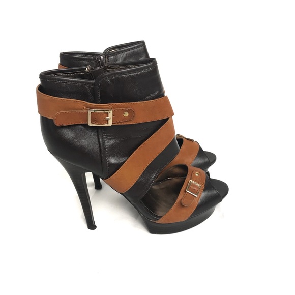 N.Y.L.A. Chocolate Brown Criss Cross Booties - Picture 3 of 7
